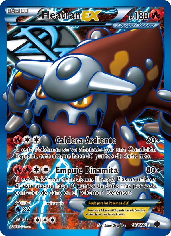 Heatran-EX 109 — Plasma Freeze (Spanish Pokémon TCG card)