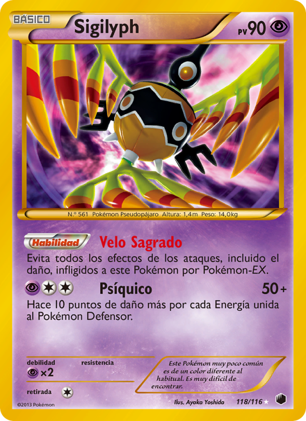 Sigilyph 118 — Plasma Freeze (Spanish Pokémon TCG card)