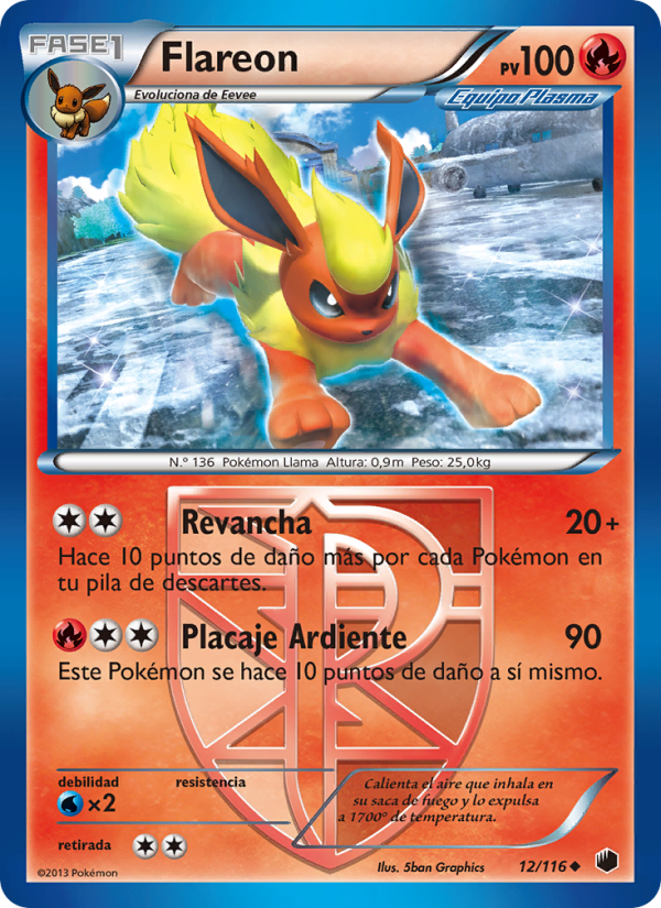Flareon 12 — Plasma Freeze (Spanish Pokémon TCG card)