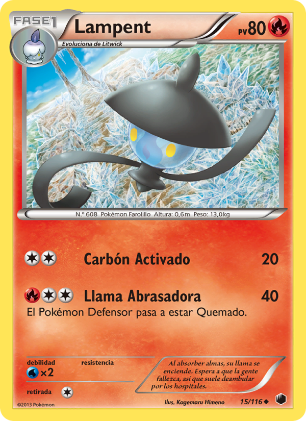 Lampent 15 — Plasma Freeze (Spanish Pokémon TCG card)