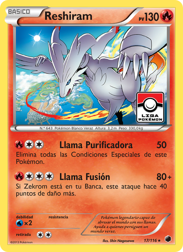 Reshiram 17 — Plasma Freeze (Spanish Pokémon TCG card)