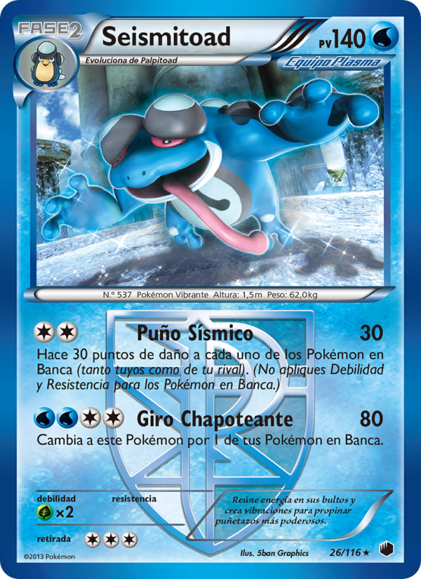 Seismitoad 26 — Plasma Freeze (Spanish Pokémon TCG card)