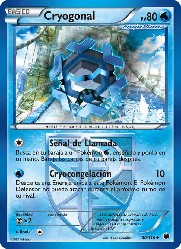 Cryogonal 30 — Plasma Freeze (Spanish Pokémon TCG card)