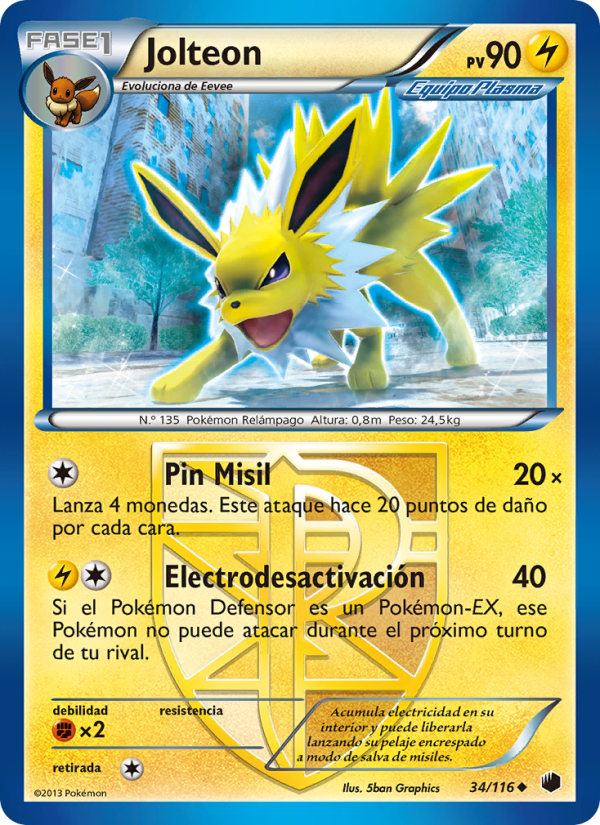 Jolteon 34 — Plasma Freeze (Spanish Pokémon TCG card)