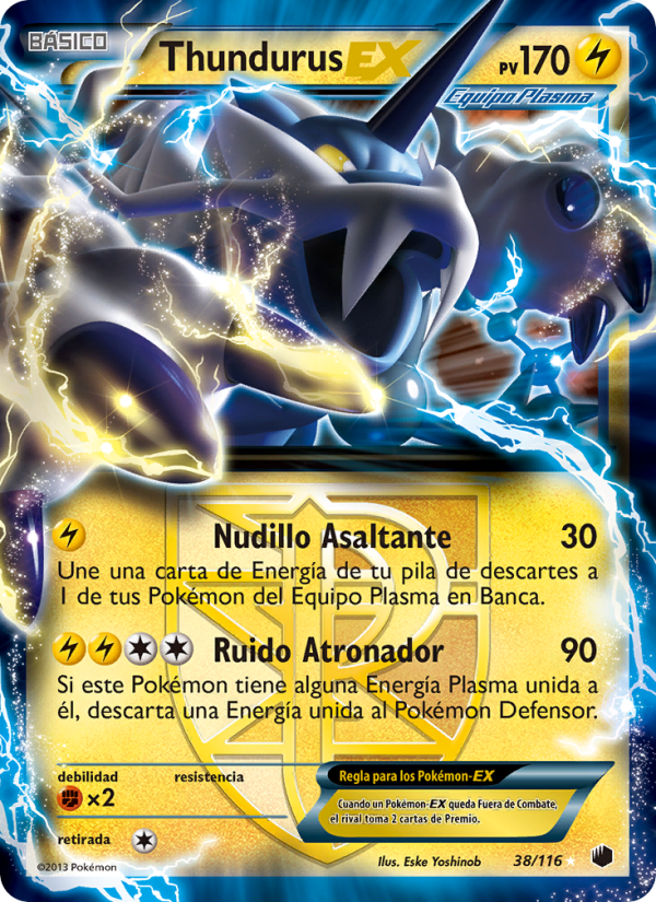 Thundurus-EX 38 — Plasma Freeze (Spanish Pokémon TCG card)