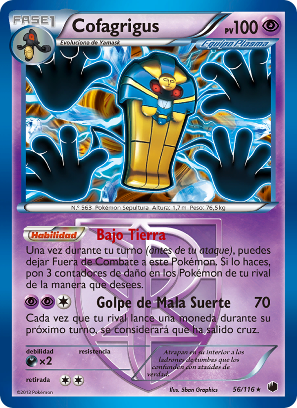 Cofagrigus 56 — Plasma Freeze (Spanish Pokémon TCG card)