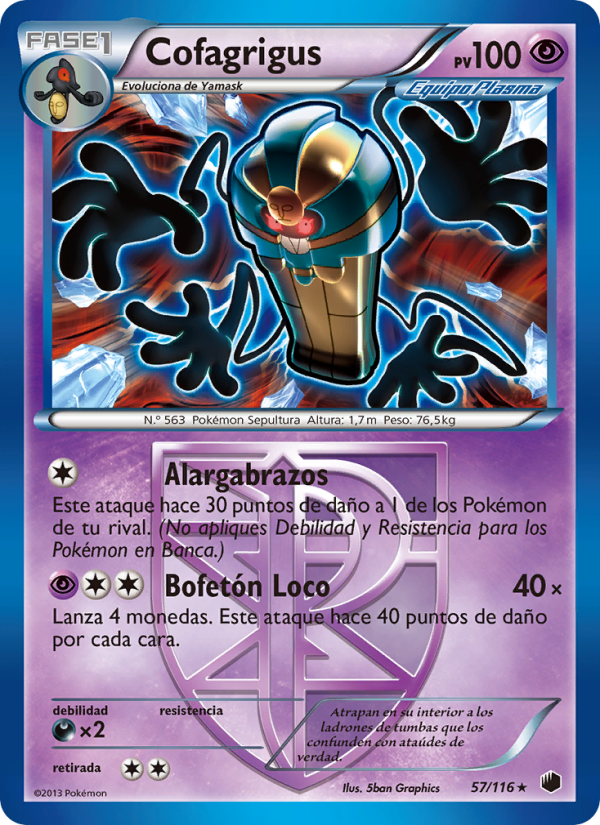 Cofagrigus 57 — Plasma Freeze (Spanish Pokémon TCG card)