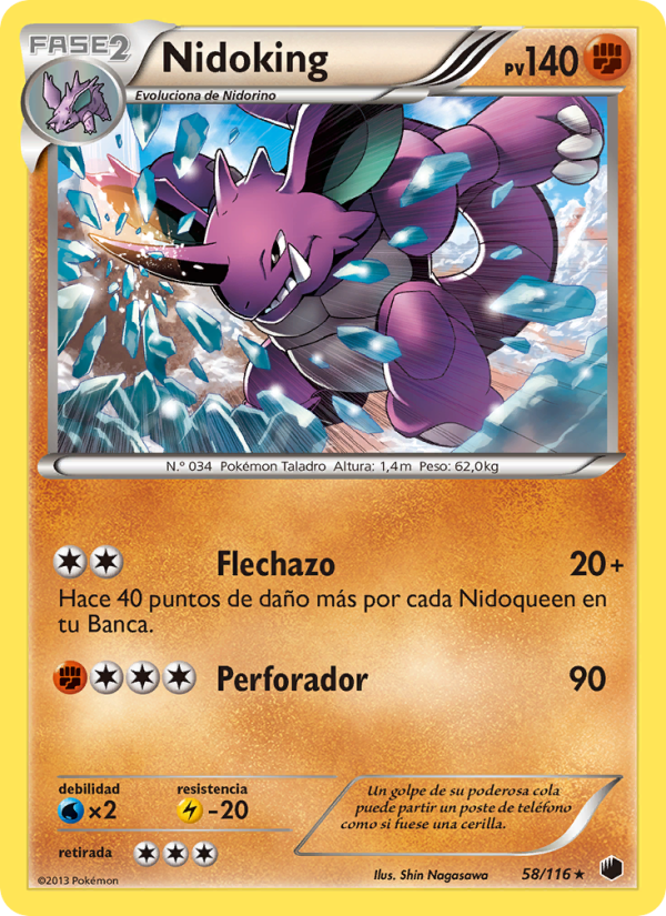 Nidoking 58 — Plasma Freeze (Spanish Pokémon TCG card)