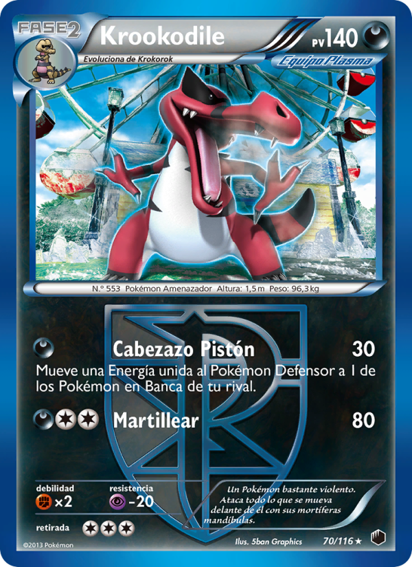 Krookodile 70 — Plasma Freeze (Spanish Pokémon TCG card)