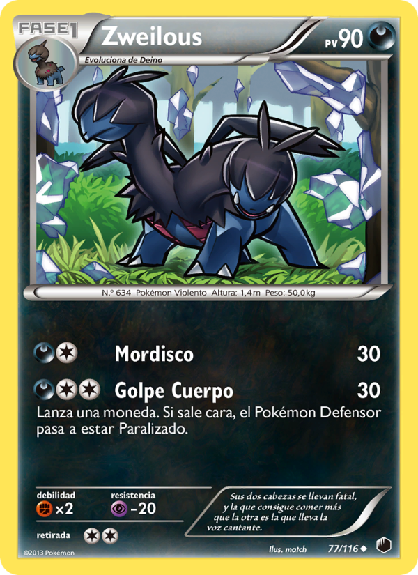 Zweilous 77 — Plasma Freeze (Spanish Pokémon TCG card)