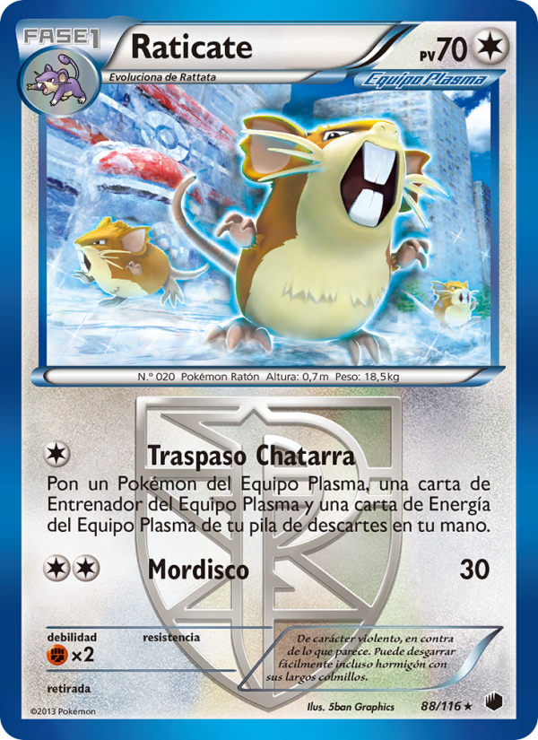 Raticate 88 — Plasma Freeze (Spanish Pokémon TCG card)