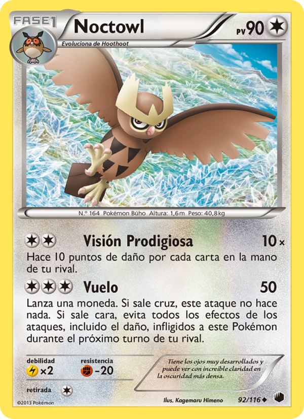 Noctowl 92 — Plasma Freeze (Spanish Pokémon TCG card)