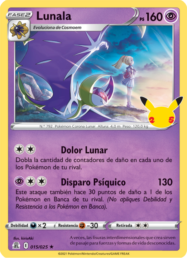 Lunala 15 — Celebrations (Spanish Pokémon TCG card)