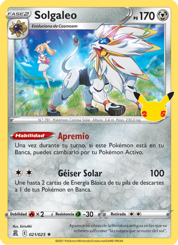 Solgaleo 21 — Celebrations (Spanish Pokémon TCG card)