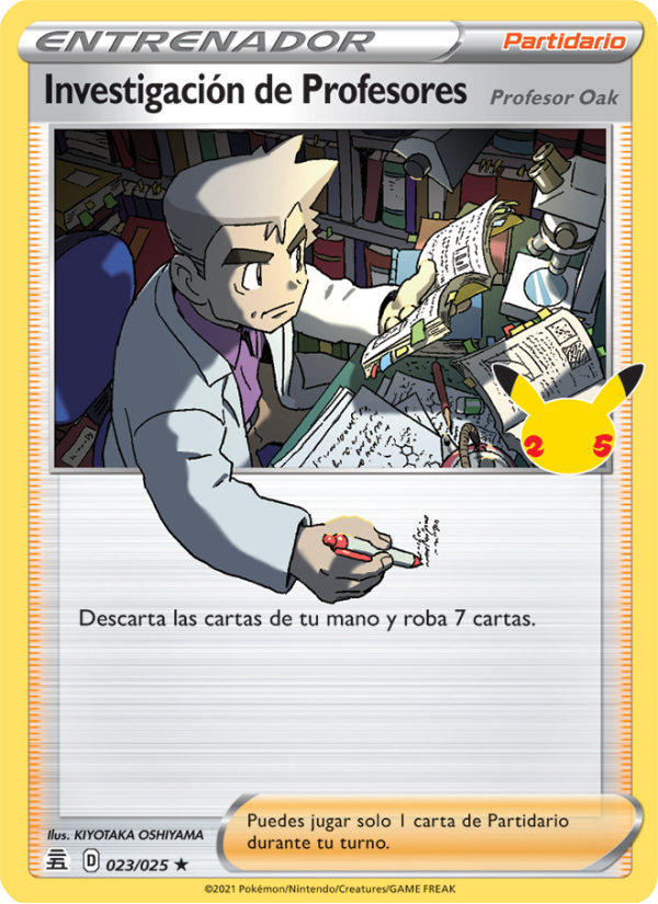Investigación de Profesores (Profesor Oak) 23 — Celebrations (Spanish Pokémon TCG card)