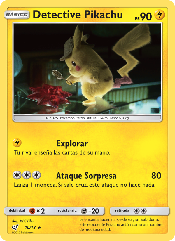 Detective Pikachu 10 — Detective Pikachu (Spanish Pokémon TCG card)