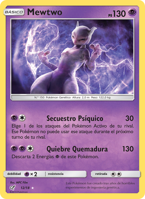 Mewtwo 12 — Detective Pikachu (Spanish Pokémon TCG card)