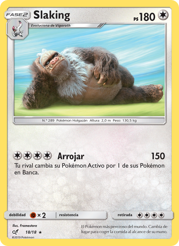 Slaking 18 — Detective Pikachu (Spanish Pokémon TCG card)
