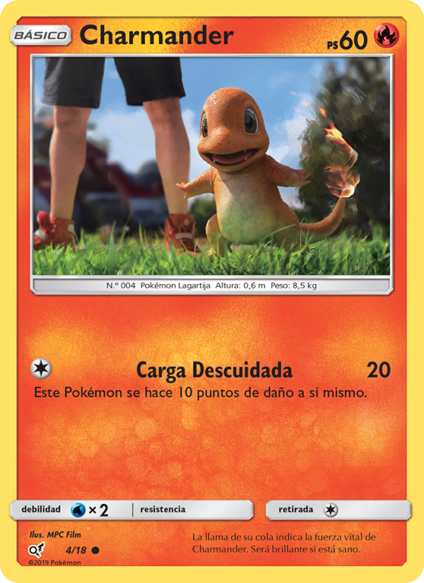 Charmander 4 — Detective Pikachu (Spanish Pokémon TCG card)