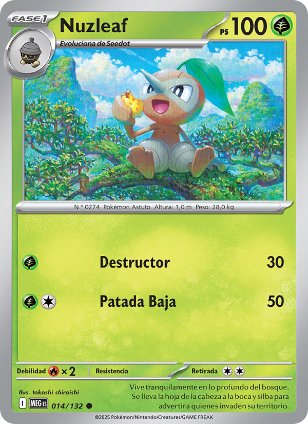 Nuzleaf 014 — Mega Evolution (Spanish Pokémon TCG card)