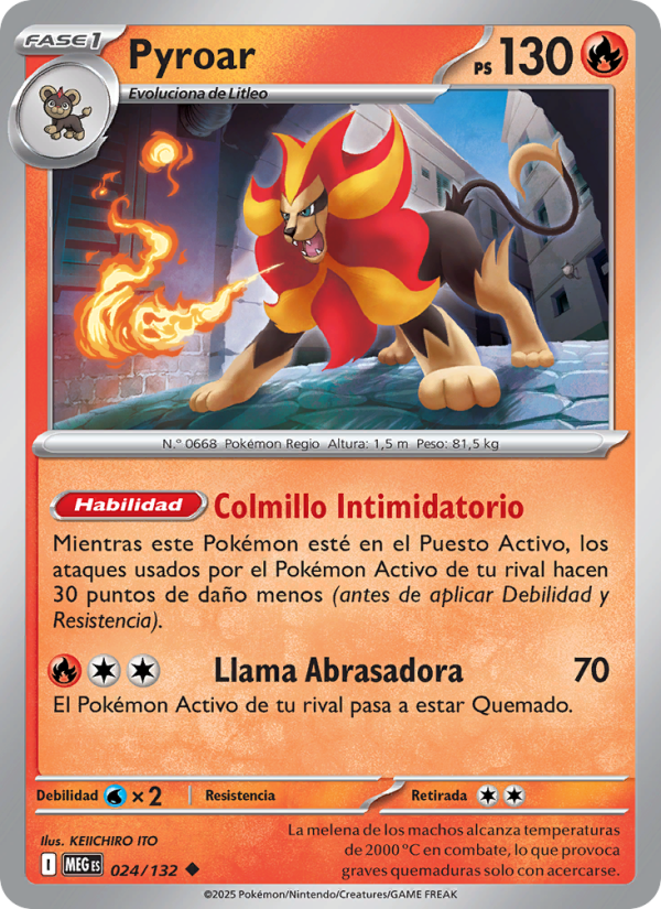 Pyroar 024 — Mega Evolution (Spanish Pokémon TCG card)