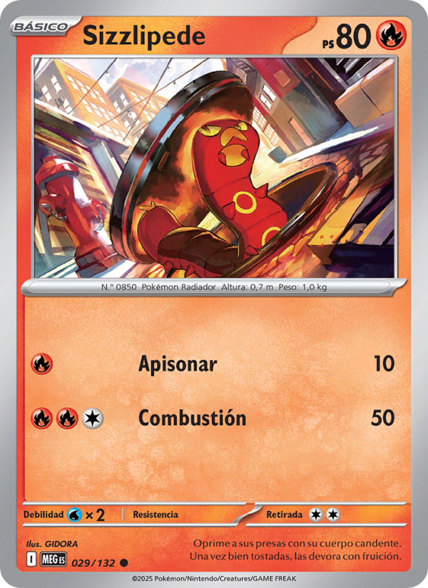 Sizzlipede 029 — Mega Evolution (Spanish Pokémon TCG card)