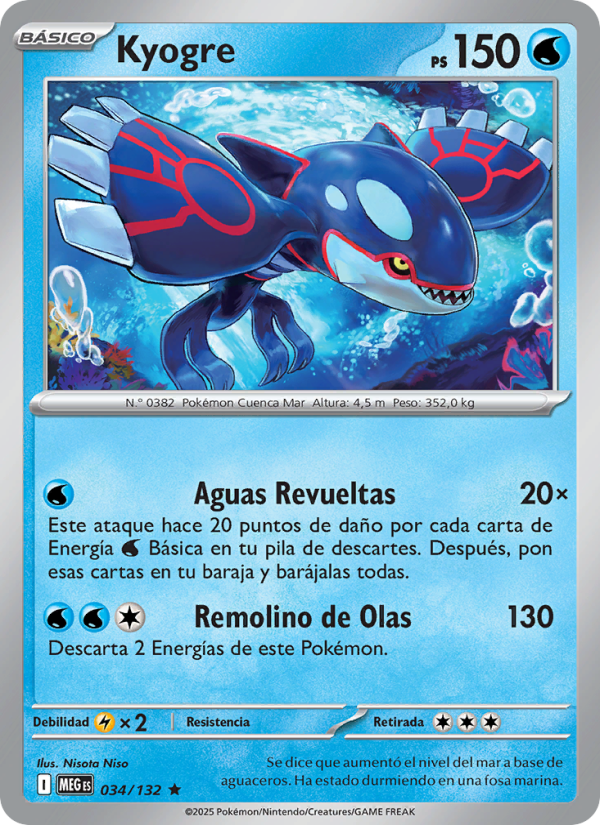 Kyogre 034 — Mega Evolution (Spanish Pokémon TCG card)