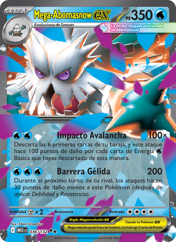 Mega-Abomasnow ex 036 — Mega Evolution (Spanish Pokémon TCG card)