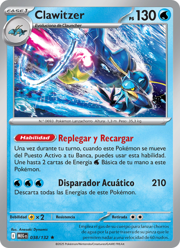 Clawitzer 038 — Mega Evolution (Spanish Pokémon TCG card)