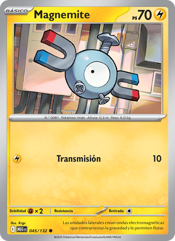 Magnemite 045 — Mega Evolution (Spanish Pokémon TCG card)