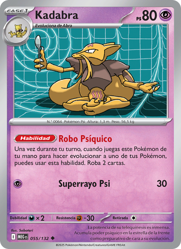 Kadabra 055 — Mega Evolution (Spanish Pokémon TCG card)