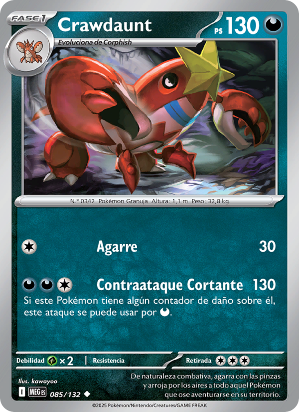 Crawdaunt 085 — Mega Evolution (Spanish Pokémon TCG card)
