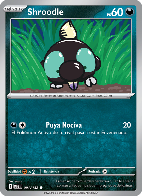 Shroodle 091 — Mega Evolution (Spanish Pokémon TCG card)