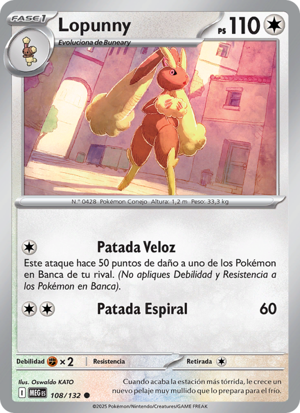 Lopunny 108 — Mega Evolution (Spanish Pokémon TCG card)