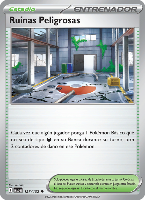 Ruinas Peligrosas 127 — Mega Evolution (Spanish Pokémon TCG card)