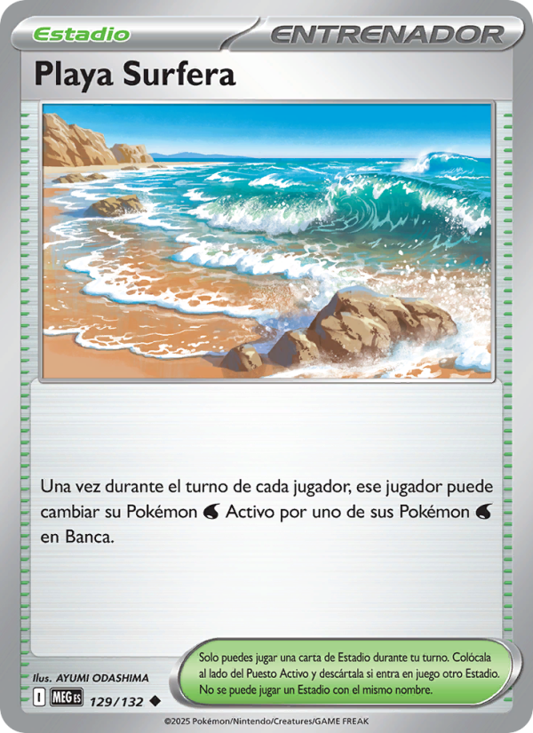 Playa Surfera 129 — Mega Evolution (Spanish Pokémon TCG card)