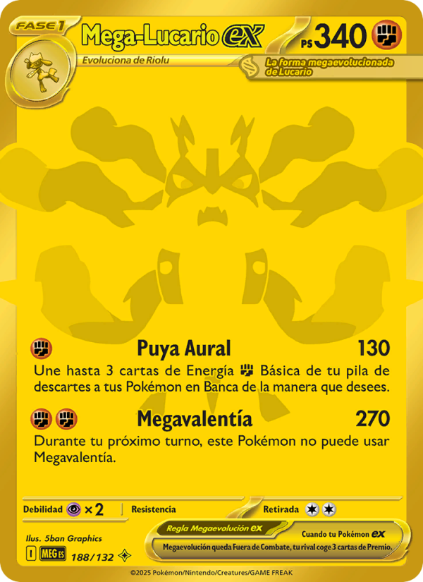 Mega-Lucario ex 188 — Mega Evolution (Spanish Pokémon TCG card)