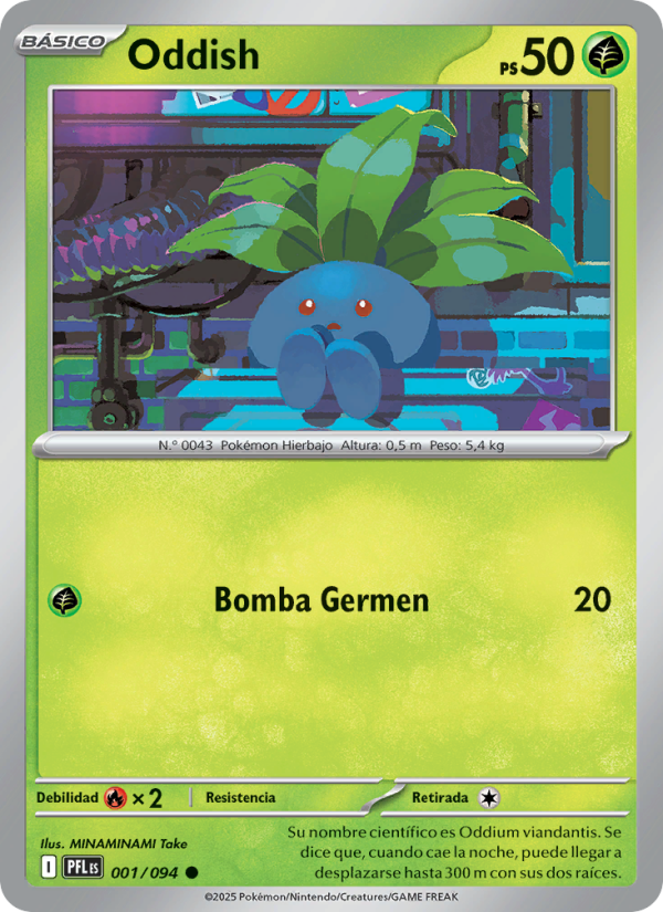 Oddish 001 — Phantasmal Flames (Spanish Pokémon TCG card)