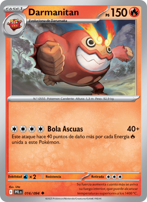 Darmanitan 016 — Phantasmal Flames (Spanish Pokémon TCG card)