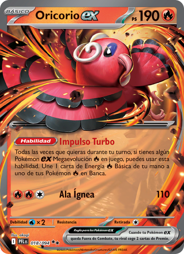 Oricorio ex 018 — Phantasmal Flames (Spanish Pokémon TCG card)