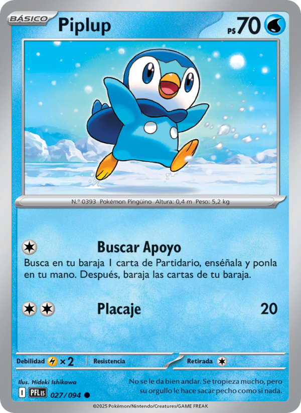 Piplup 027 — Phantasmal Flames (Spanish Pokémon TCG card)