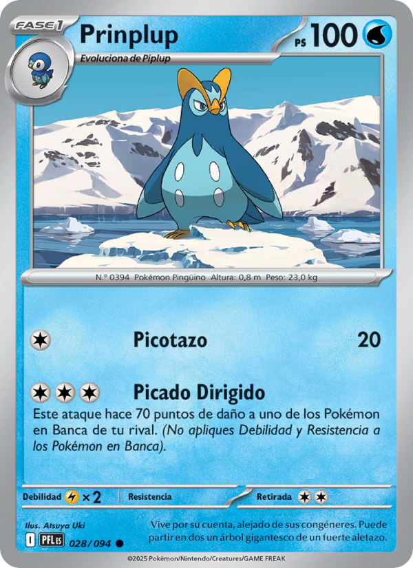 Prinplup 028 — Phantasmal Flames (Spanish Pokémon TCG card)