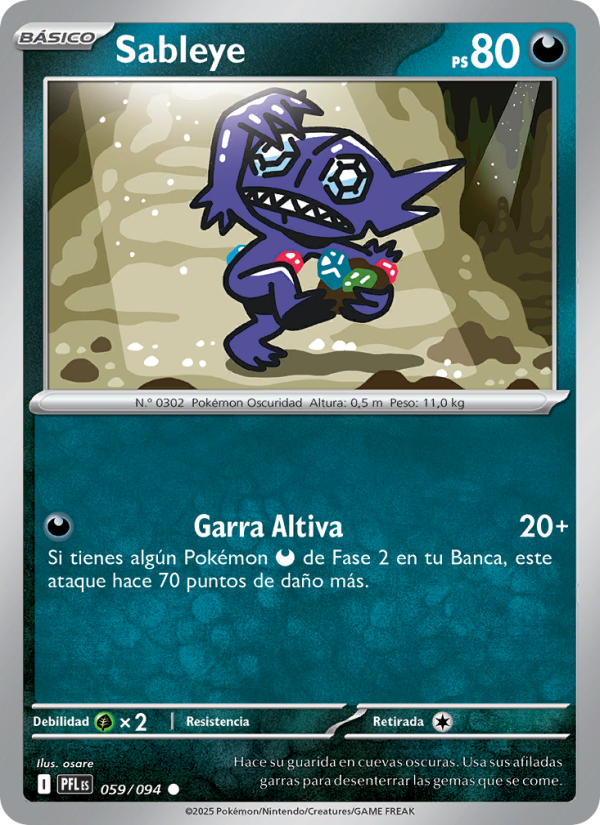Sableye 059 — Phantasmal Flames (Spanish Pokémon TCG card)