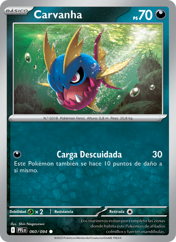 Carvanha 060 — Phantasmal Flames (Spanish Pokémon TCG card)