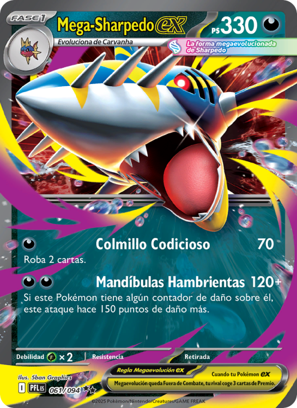 Mega-Sharpedo ex 061 — Phantasmal Flames (Spanish Pokémon TCG card)