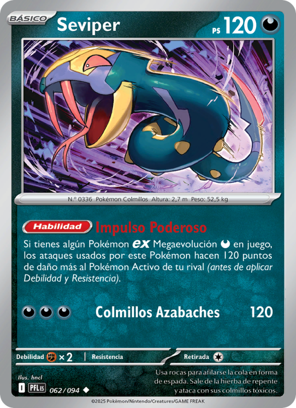 Seviper 062 — Phantasmal Flames (Spanish Pokémon TCG card)