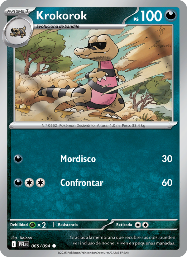 Krokorok 065 — Phantasmal Flames (Spanish Pokémon TCG card)