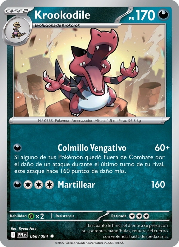 Krookodile 066 — Phantasmal Flames (Spanish Pokémon TCG card)