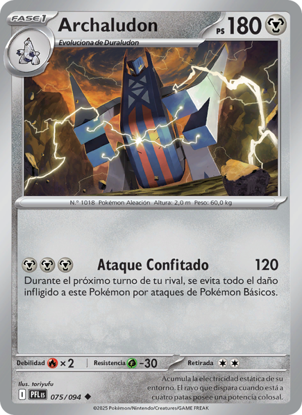 Archaludon 075 — Phantasmal Flames (Spanish Pokémon TCG card)
