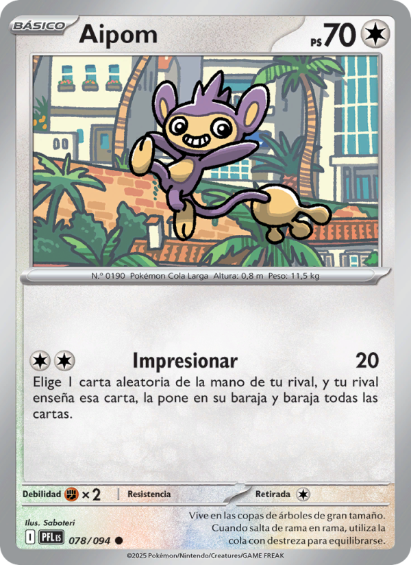 Aipom 078 — Phantasmal Flames (Spanish Pokémon TCG card)